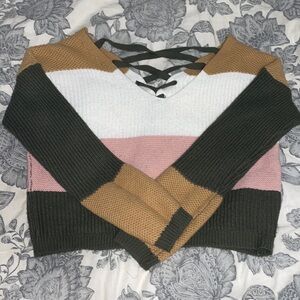 Colorful Cropped Top, Laced in the back.